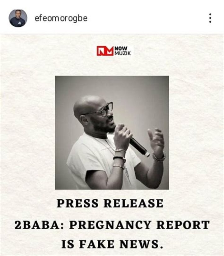 
2face Idibia breaks silence following pregnancy reports, issues a press statement 