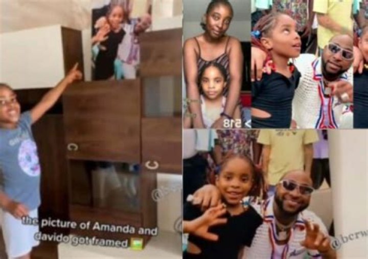 
VIDEO: Davido Reacts As Lady Frames Photos Of Him And Her Daughter Days After Their Encounter 